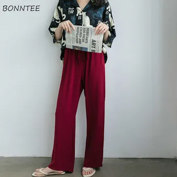 

Pants Women Straight Solid Loose Casual Trousers Plus Length Korean New Fashion Simple High Waist All-match Summer Womens Trendy