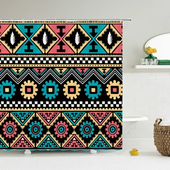 

Bohemia Shower Curtain With Hooks Mildew Resistant Waterproof Eco-Friendly Polyester Fabric Bathroom Curtain For Bath Decor