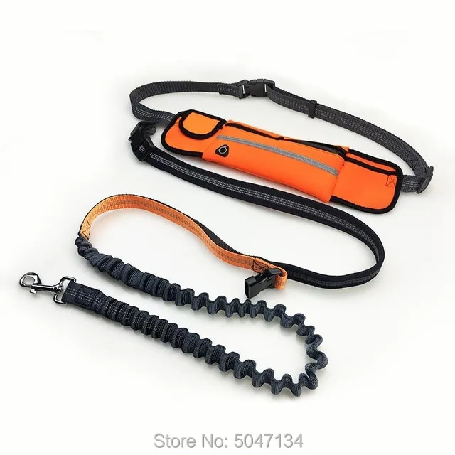 Orange with Bag Ручной эластичный поводок для щенка, Регулируемый мягкий поясной светоотражающий беговой бег, ходьба, поводок для домашних животных с сумкой - Цвет: Orange with Bag
