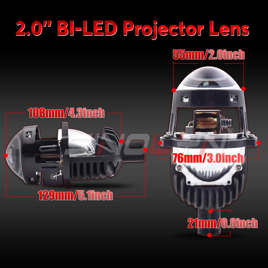 Sinolyn 2,0 Inch Bi LED Angel Eyes Mini Scheinwerfer Projektor