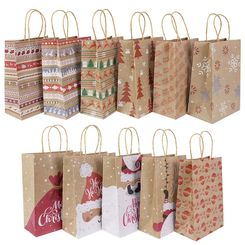 21 cm Grandi sacchetti regalo di Natale 5 pezzi Kraft sacchetto di carta  per Natale snack abbigliamento regalo scatola confezione borsa regalo  natale 2022