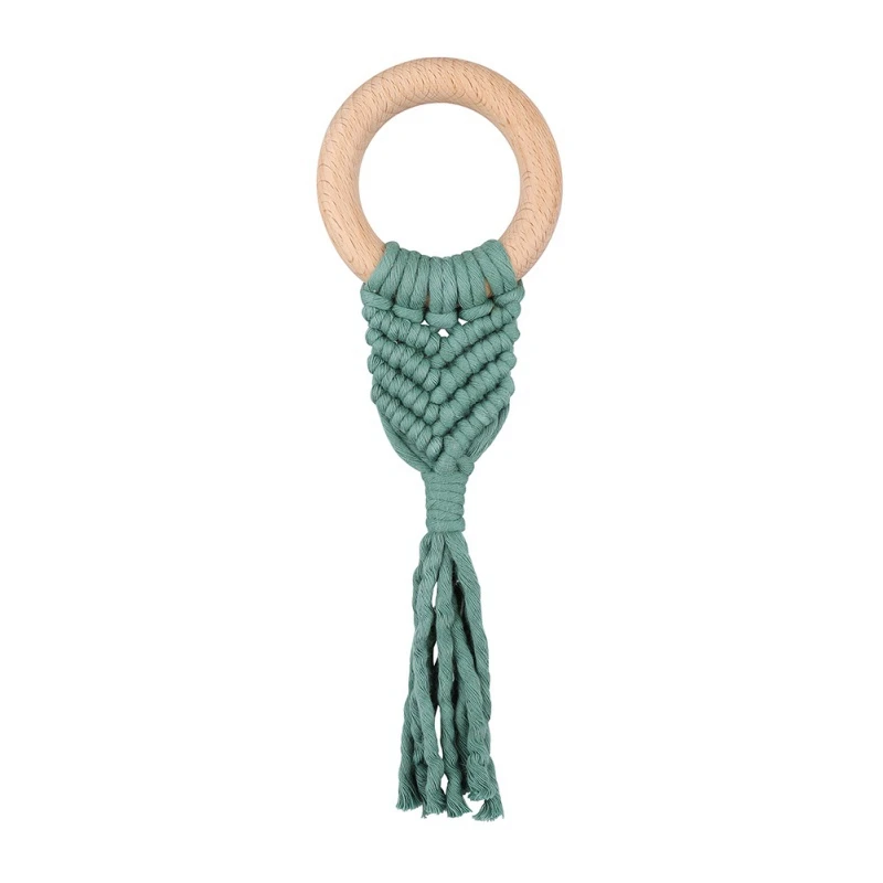 Многоцветная Органическая макраме Прорезыватель для зубов Boho зубное кольцо детская сенсорная игрушка натуральный хлопок детская игрушка для прорезывания зубов детская игрушка для новорожденных - Цвет: A25