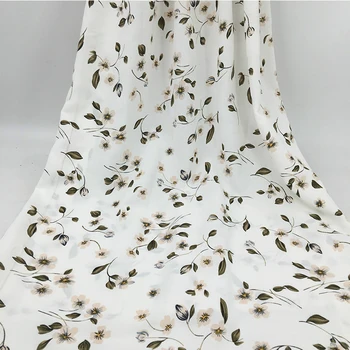 

Soft White Floral Print Chiffon Fabric for Dress Shirts, Black, Red, Pink, Yellow, Green and Dark Blue, by the Meter, 150cm Wide