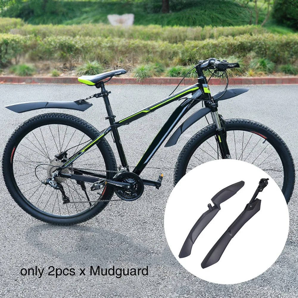 2PCS Mountain Bike Cycling Black Mudguard Front Rear Lightweight Accessories Wear-resistant Easy To Fit Outdoor Plastic Guard