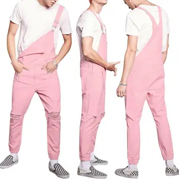 

Men Long Denim Overalls Suspender Trousers Bib Pants Skinny Jeans Jumpsuit