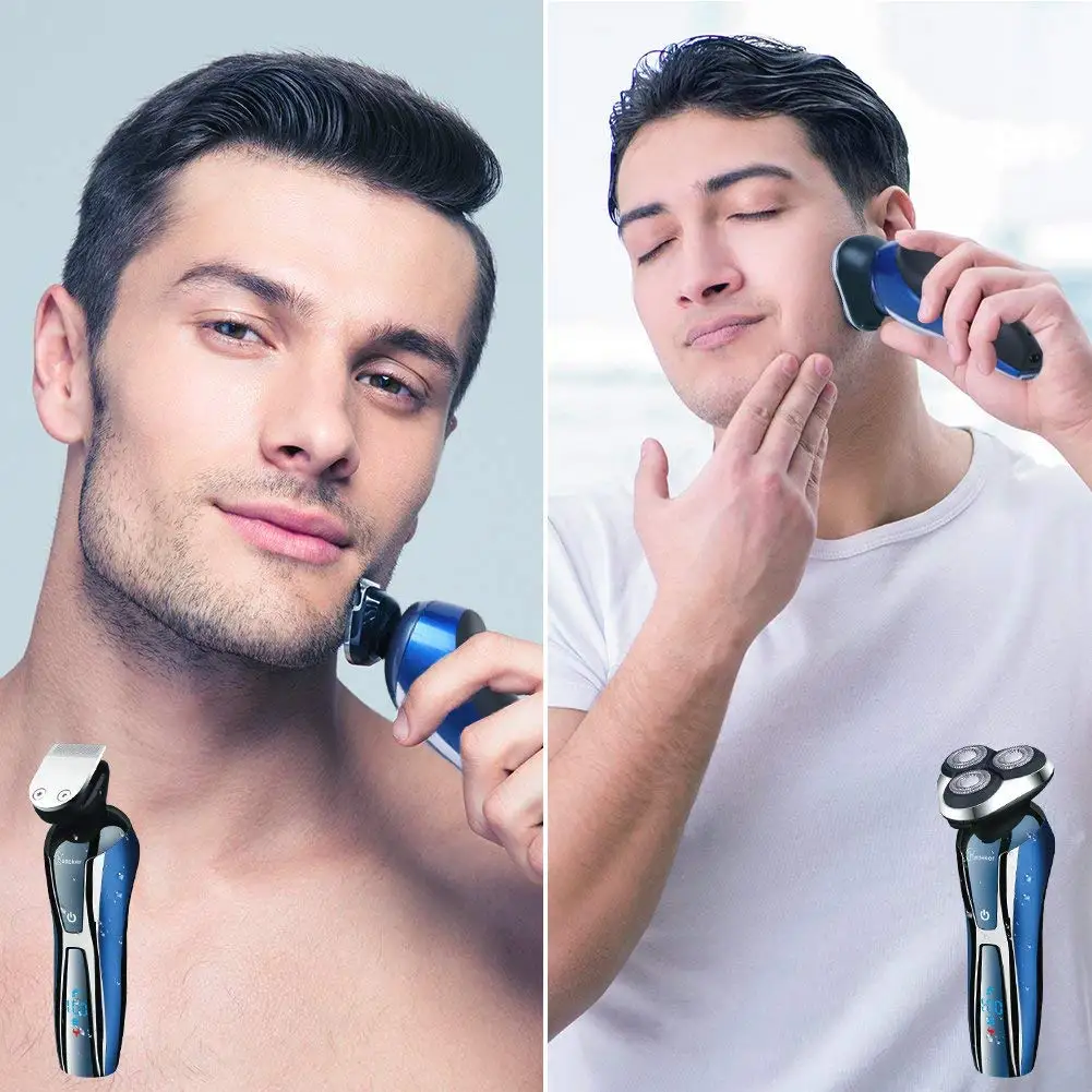 Профессиональная многофункциональная электробритва для лица, роторная электрическая бритва для мужчин, борода, влажный сухой станок для бритья, мужской набор для ухода, беспроводной