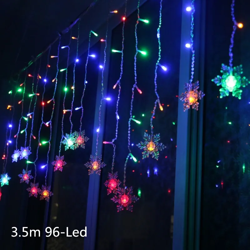 Snowflake Colorful Светодиодный гирлянда для занавесок рождественские украшения для дома Новогодние украшения Гирлянда Navidad Natal Kerst Decoratie - Цвет: Snowflake Colorful