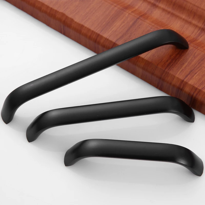 

4pcs Kitchen Cabinet Handles and Knobs Concise Black Door Handles for Furniture Drawer Door Knobs and Handles 96mm/128mm/160mm