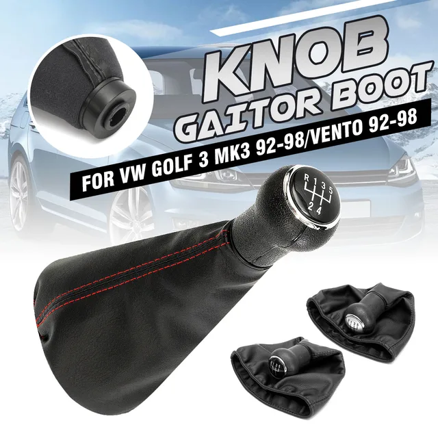 US $4.96 5 Speed Manual Gear Shift Shifter Knob Leather Gaitor Boot Cover For VW Golf 3 MK3 Vento 1992 1993 