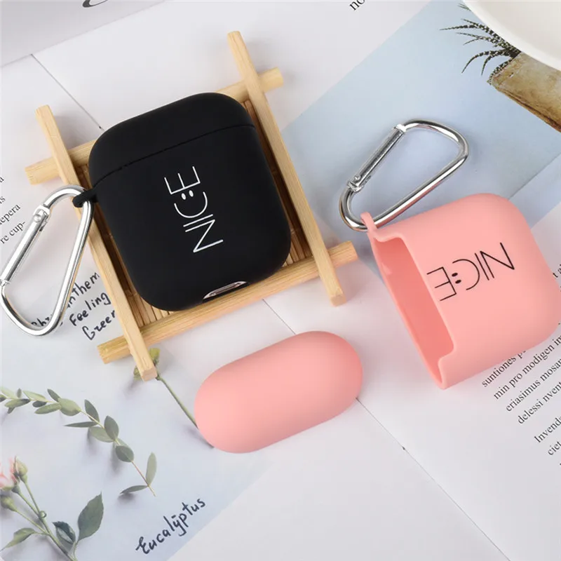 OTTWN For Apple Airpods 1 2 Silicone Case PC Cute Smiley Face Simple Earphone Hard Case Protection Portable Earphone Case Scrub