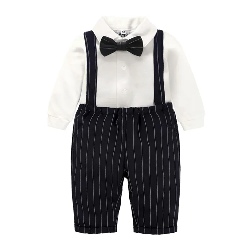 

Elvesnest Children Boys Clothes Spring Autumn Kids Clothes Set Long Sleeve Bow Tie Tops+Suspenders Pants Children Clothing