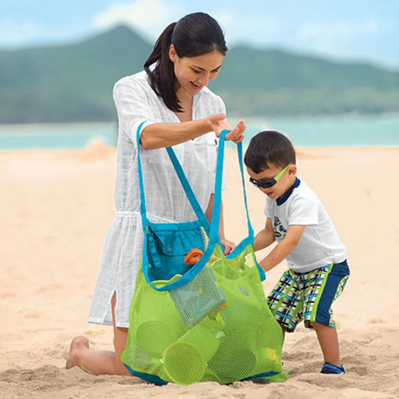Складная портативная пляжная сумка, прочная, удерживающая игрушки, шары, Пляжная сетчатая хозяйственная сумка, игрушки, органайзер для полотенец и одежды, пляжная сумка для плавания