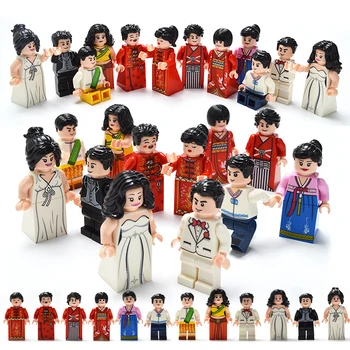 

12pcs/set City Figures Doll Toy Wedding Policeman SWAT Small Size Building Blocks Toys for Children Kids Base plate Figure Block