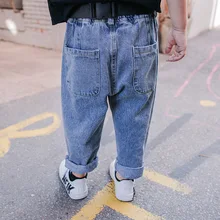 Джинсы с бумажником для мальчиков детская весенняя одежда модные маленькие детские штаны в западном стиле детская одежда в Корейском стиле, весна-осень г