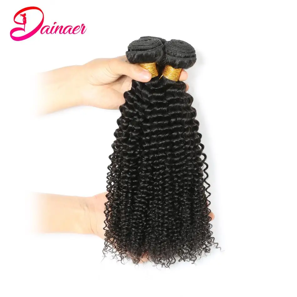 Peruvian Afro Kinky Curly Bundles Human Hair Weave Bundles 8-30Inch Natural Color Remy Hair Extensions 3/4 PCS Human