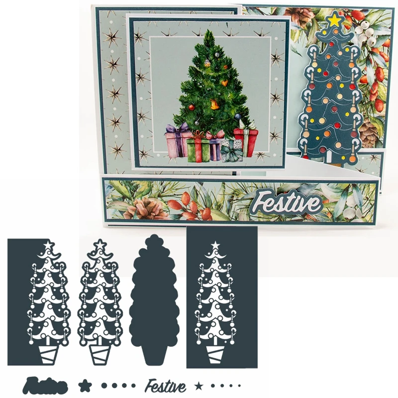 

Colorful Xmas Tree Metal Cutting Dies Lightful Xmas Tree Light Up Your Christmas Die Cuts For Card Making Decoration New 2019