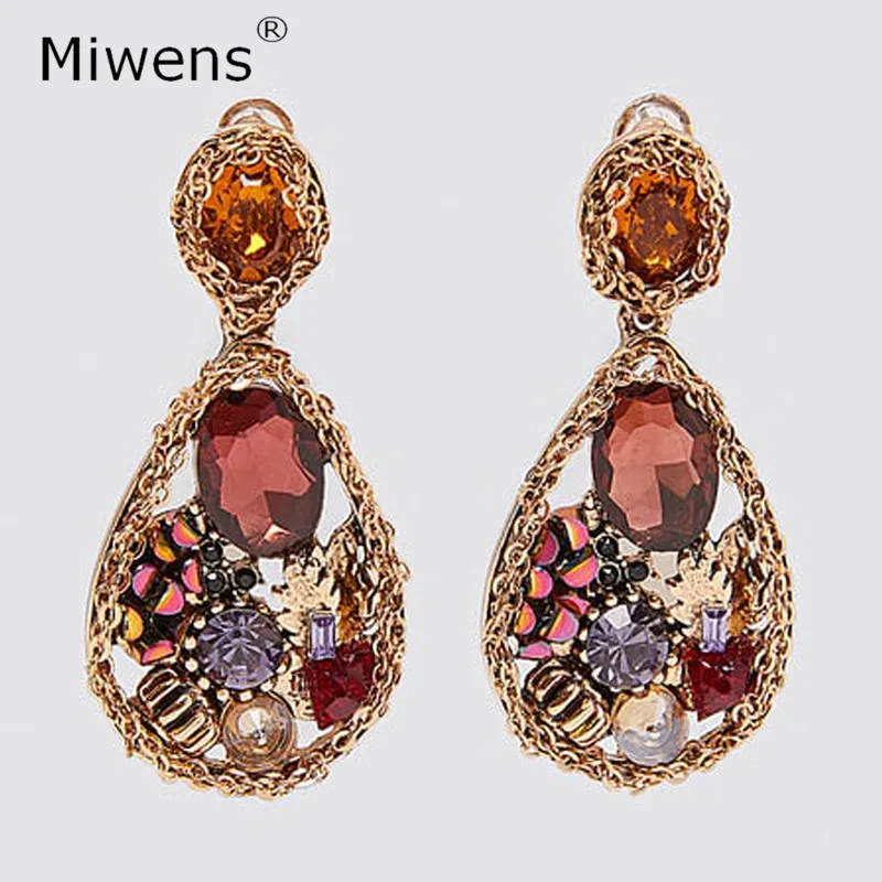 Miwens Za Красочные капли слез из камня Висячие серьги для женщин очаровательные