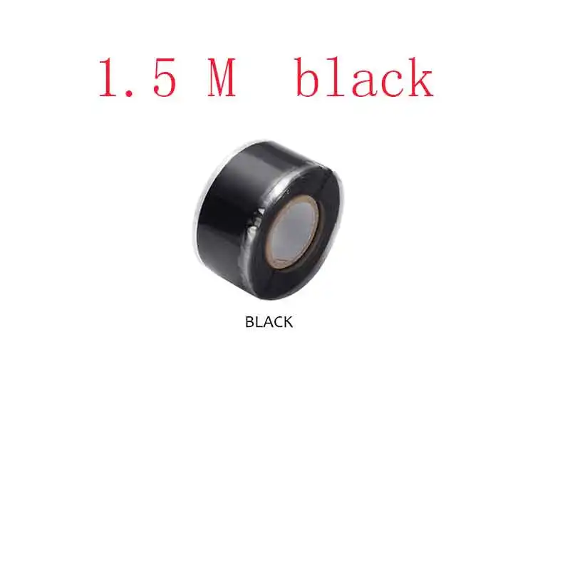 25mmx1.5M black 3M новая многоцелевая самоклеящаяся прочная черная резиновая силиконовая лента для ремонта водонепроницаемая клейкая лента спасательная самоплавляющаяся проволока - Цвет: 25mmx1.5M black