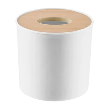 

Wooden Cover Round Roll Paper Tissue Tube Household Removable Mini Wooden Tissue Box