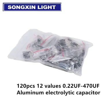 

1set of 120pcs 12 values 0.22UF-470UF Aluminum electrolytic capacitor assortment kit set pack