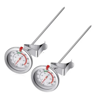 

2 pieces of stainless steel thermometer,instant reading dial thermometer,long handle frying thermometer with metal clip
