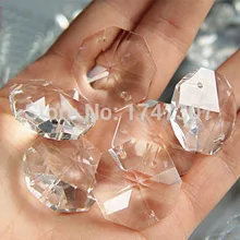 Металлическое кольцо, 50 шт./лот 14 мм Люстра хрустальные бусины двери/окна хрустальные Восьмиугольные бусины в 2 отверстия украшения дома аксессуары