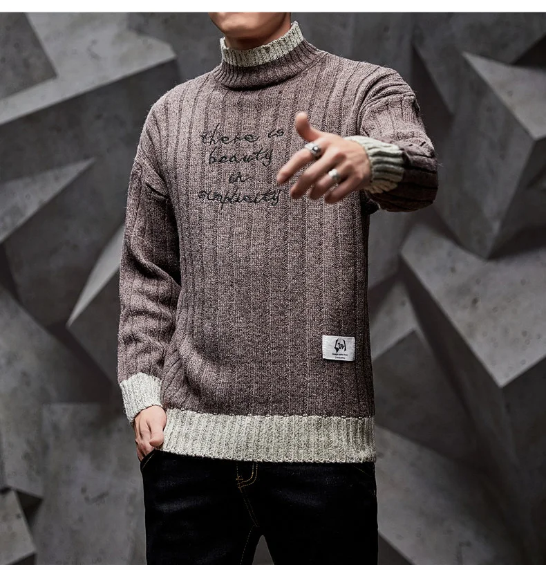 Бренд модный свитер для мужчин vugue harajuku с буквенным принтом плюс размер turtleneck водолазка верхняя одежда для мужчин мужской вязаный свитер