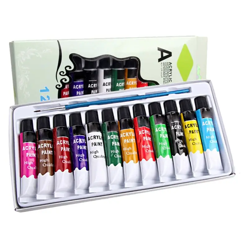 

12 Colors Professional Acrylic Paints Brush Set 12ml Tubes Drawing Painting Pigment Hand-painted Wall Paint for Artist DIY