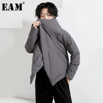 

[EAM] Loose Fit Big Size Short Warm Big Size Down Jacket New Long Sleeve Warm Women Parkas Fashion Spring Autumn 2020 1N269