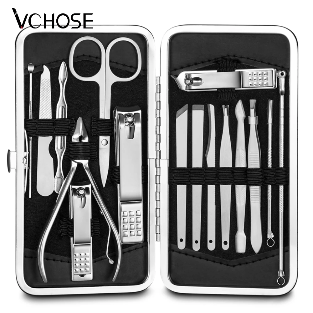 Precies Bloedbad karakter Manicure Set Nail Clippers Pedicure Kit Stainless Steel Manicure  Professional Grooming Kits Nail Care Tools with Travel Case - AliExpress