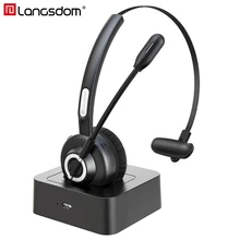 Langsdom H3 Bluetooth V5.0 Skype Headset Draadloze Trucker Hoofdtelefoon handsfree Bellen Oortelefoon Met Microfoon Voor Telefoon Kantoor Skype(China)
