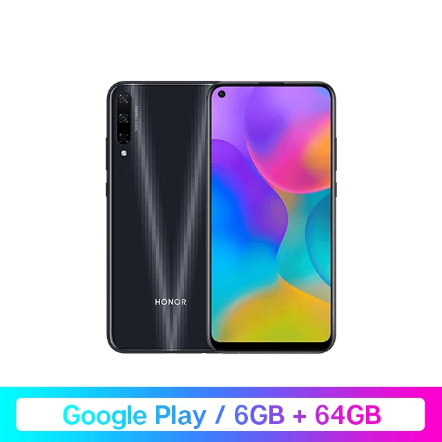 Google Play Honor Play 3, 6 ГБ, 64 ГБ, восьмиядерный смартфон Kirin 710 F, 48MP AI, три камеры, 6,39 дюйма, Android P, мобильный телефон - Цвет: 6GB 64GB Black