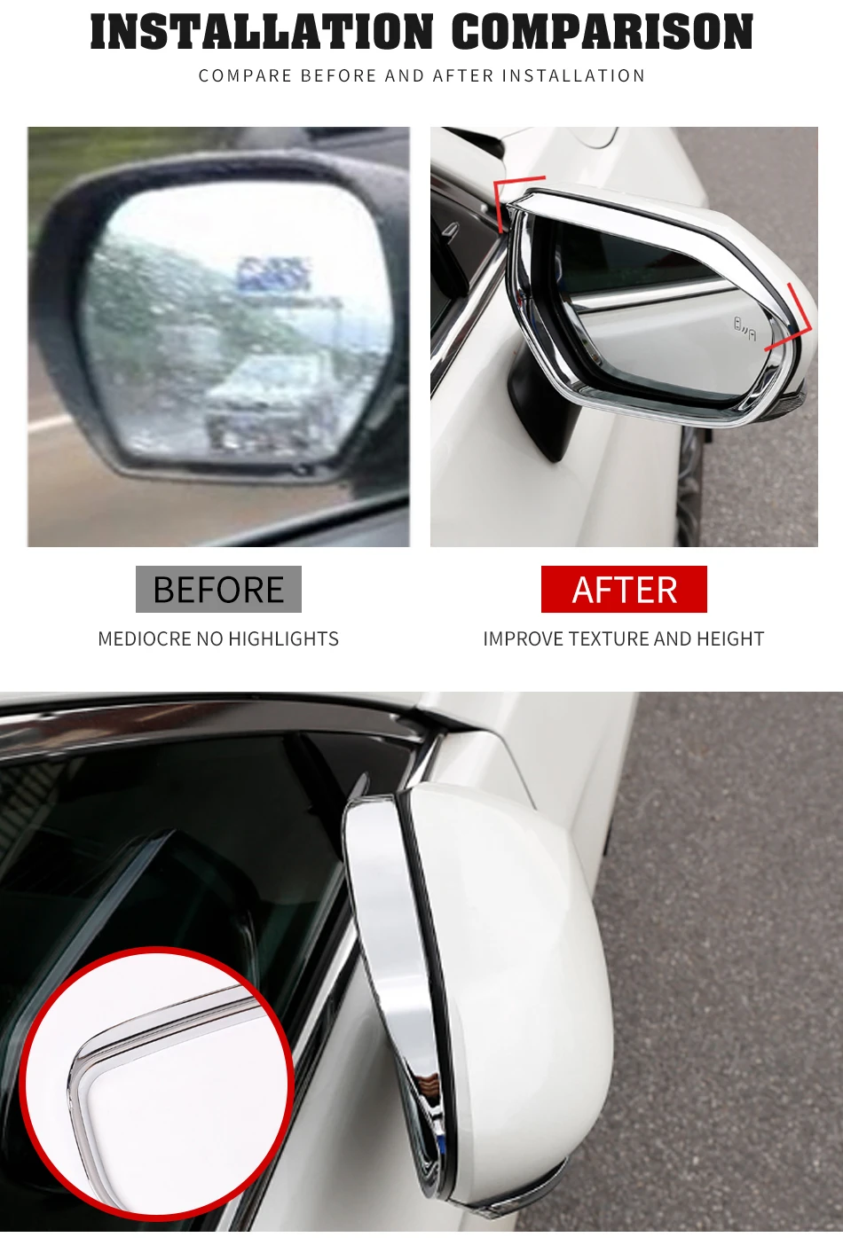 Djustment подходит для Toyota для C-HR cмодификация зеркало заднего вида дождь брови дефлектор лезвия крышка ABS Ahrome стиль