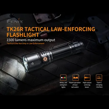 

Fenix TK26R Three Light Colors 1500 Lumens Tactical Flashlight with 3500mAh Li-ion battery Typ-C charging