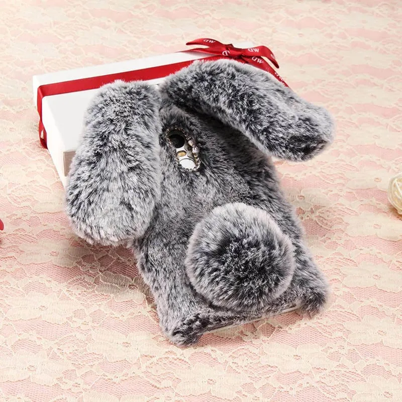 Чехол плюшевый кролик для Nokia 3,2 3,1 2,2 2,1X71 8,1 7,1 2 3 7 Plus 8 мягкий милый объемный пушистый чехол из ТПУ с кроличьими ушками