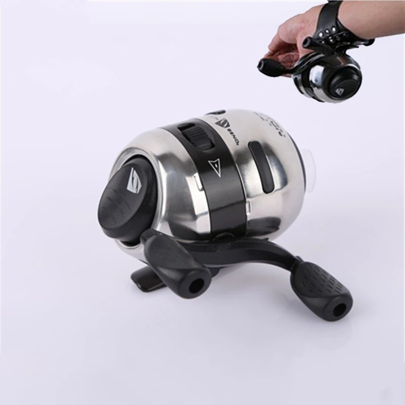 

Spinning Wheel Type Fishing Reel Mini Bow Slingshot Catapult Hunting Shooting Alloy Fishing Reel Speed Ratio 2.8:1