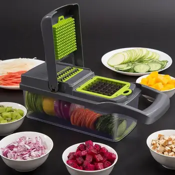 

Vegetable Cutter Grater Slicer Fruit Cutter Potato Onion Chopper Vegetable Slicer Kitchen Accessories Steel Blade Drain Basket