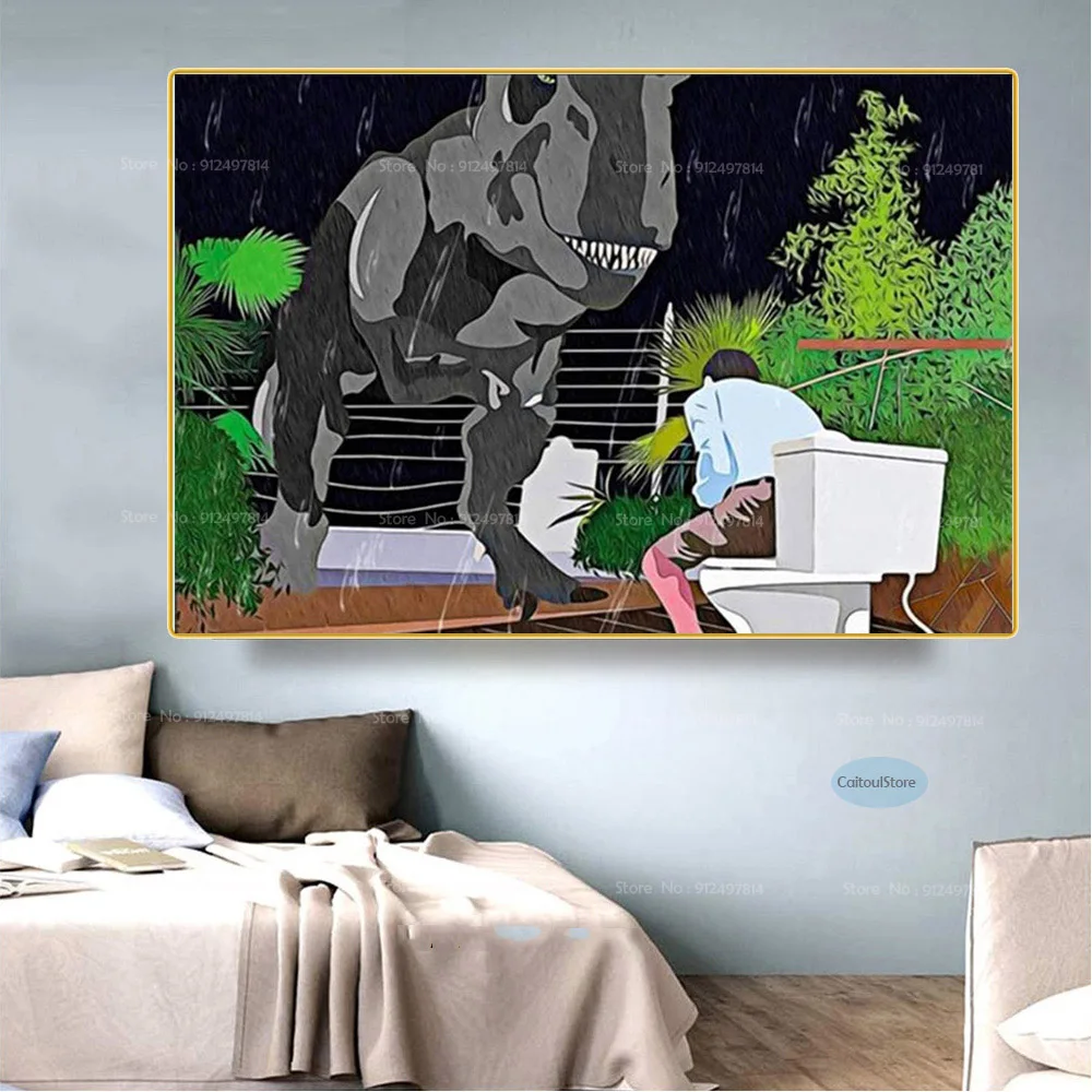 Canvas Painting Dumb Rhino in Ace Ventura Funny Movie Wall Art Poster Prints Picture For Decoration Living Room Bedroom Unframed 