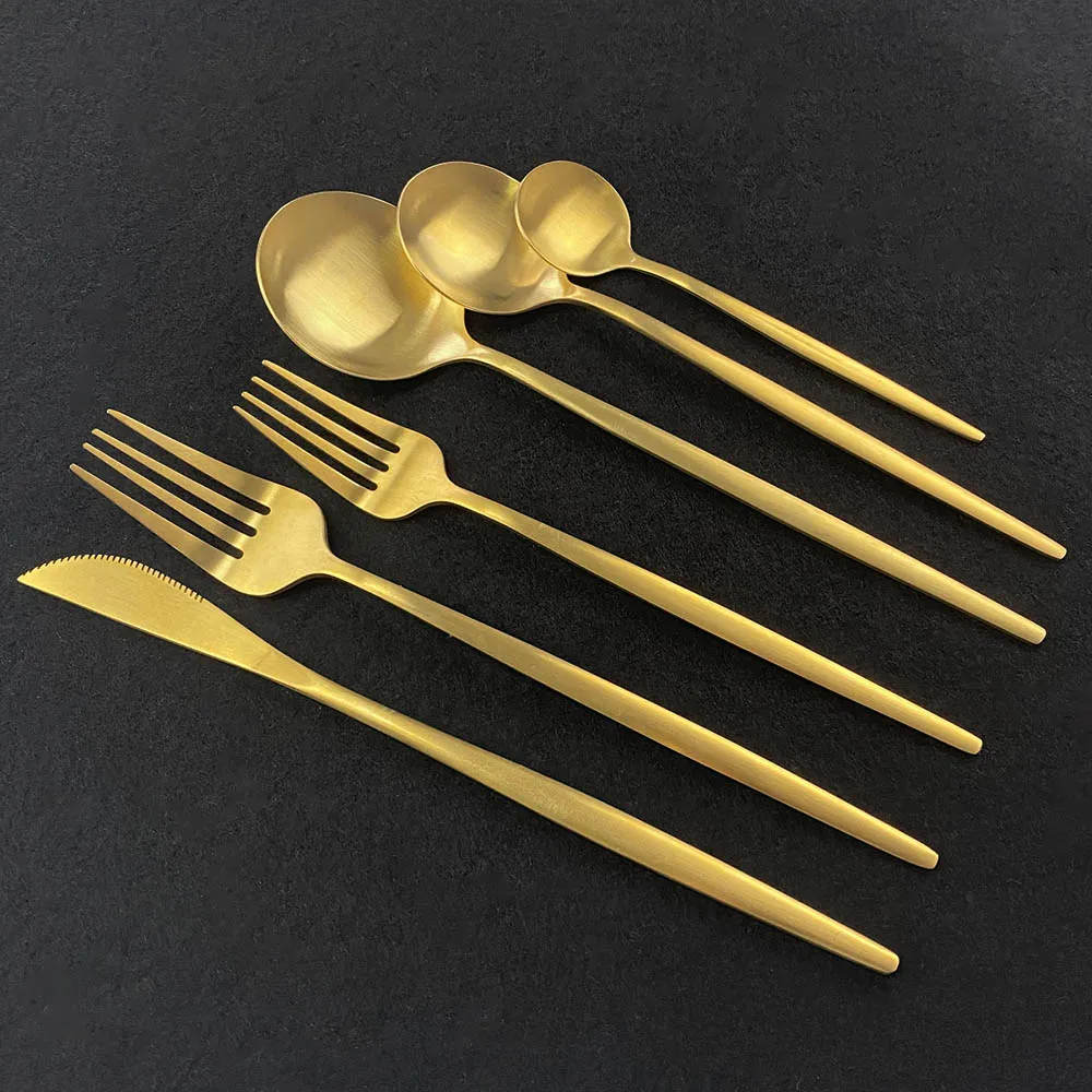 Rose Gold Matte Cutlery Setting 1-10 People 16pcs 24pcs Tableware 18/10 Steel 
