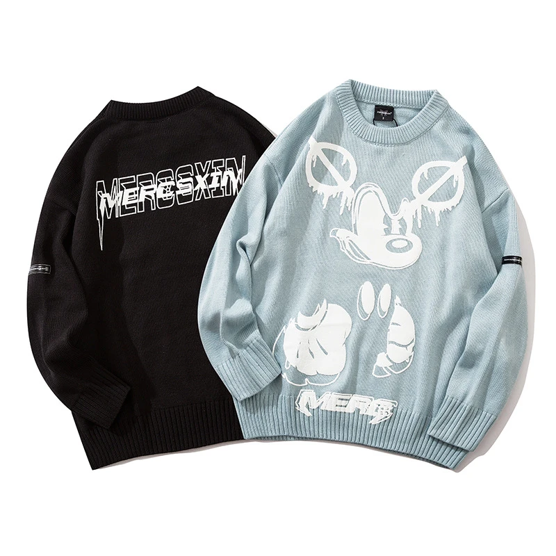 Disney Autumn Mickey Mouse Printed Lovers Hoodies Cartoon Long Sleeve O Neck Pullover Men and Women Loose Sweatershirts Knitwear
