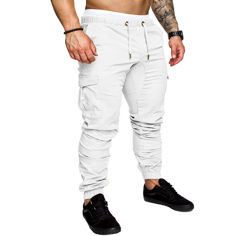 Men's Multi-Pocket Overalls Sports Trousers Mens Casual Fitness Drawstring Pants Men's Jogger Track Pants sport jogging trousers
