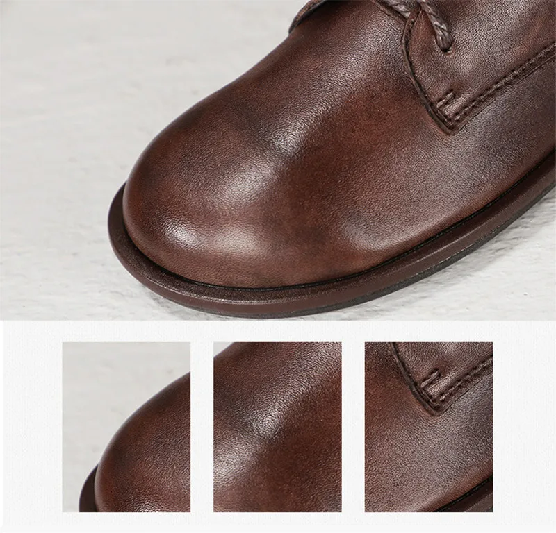New British Women Flats Round Toe Genuine Leather Oxford Shoes For Woman Casual Loafer Lace Up Handmade Oxford Female Shoes Flat (16)