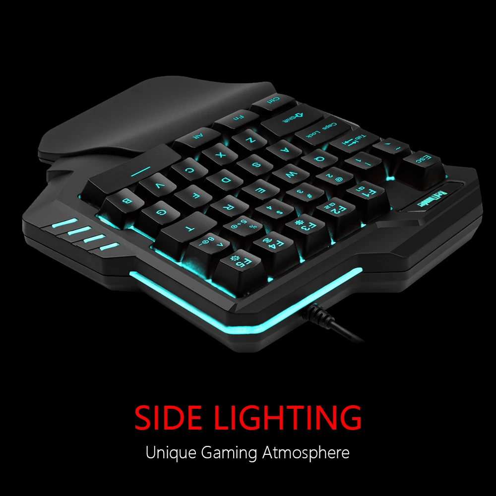 Redthunder um handed gaming keyboard rgb backlit 6400dpi macro programação combos do rato