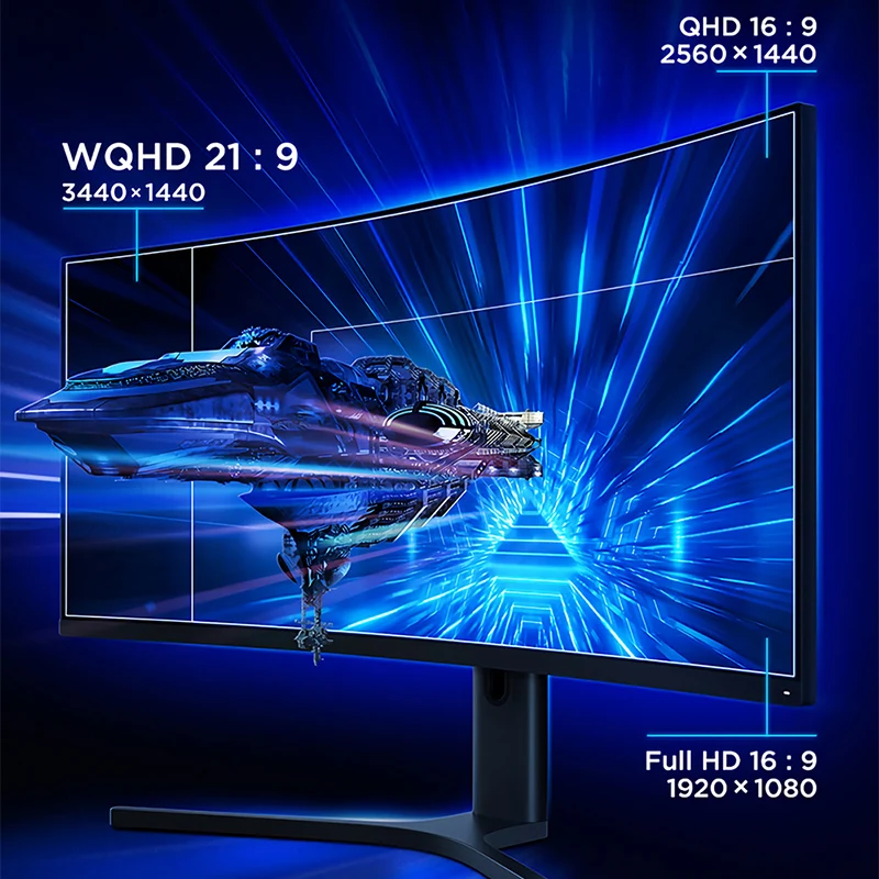 Xiaomi Gebogen Gaming Monitor 34 Inch 3440*1440 Wqhd 21:9 Brengen Vis  Scherm 144Hz Hoge Refresh Rate 121% Srgb 1500R Kromming|LCD Monitors| -  AliExpress