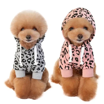 

Pet Dog Hoodie Winter Leopard Print Hooded Sweater Clothes For Dogs Coat Cotton Clothing For Dogs Pets Clothing
