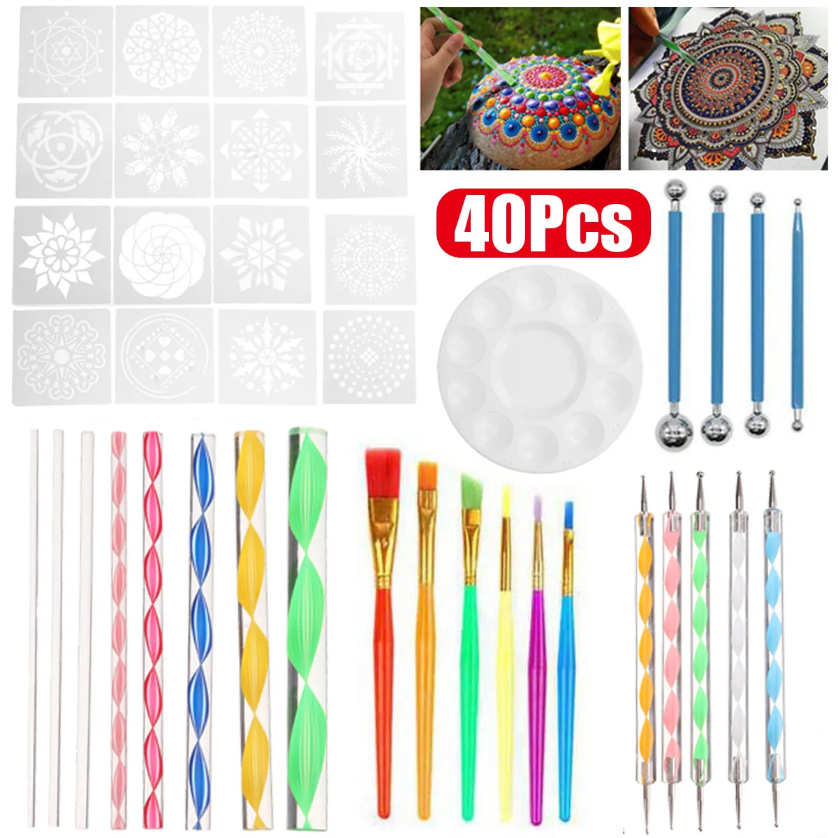 16pcs/set Mandala Dotting Tools Kit for Painting Rock Stone Pottery Rod  Stencil dropshipping