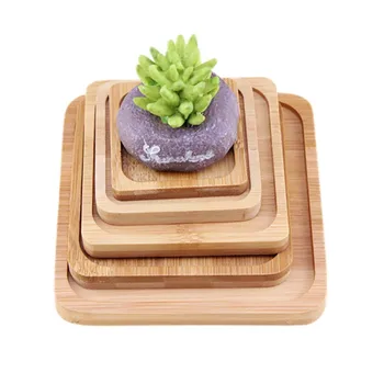 

1 pc Square Bamboo Flower Pot Tray Saucer Ceramic Succulent Planter Vase Tray Bonsai Stand Gardening Accessories 1