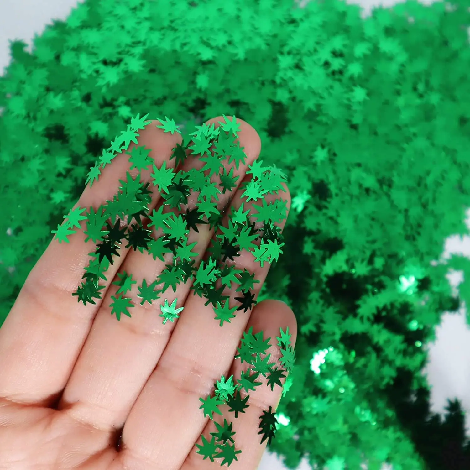 Green Maple Leaf Sequins Nails Art Glitters Thin Paillette Flakes Stickers Christmas Manicure Decorations Handwork Crafts DIY | Красота и