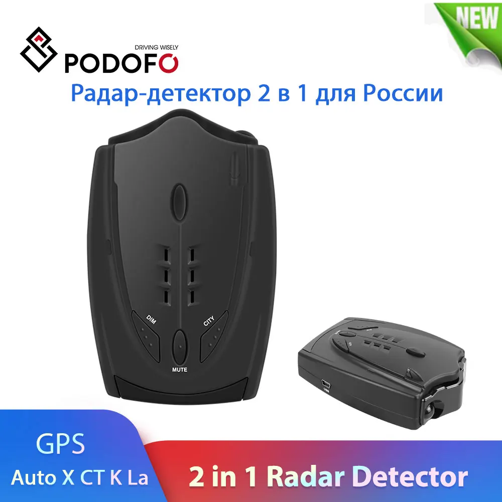 Podofo Auto Radar Detektoren Led 2 in 1 Radar Detektor Russische Stimme mit GPS Auto Anti Strelka R