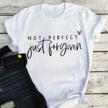 Not Perfect Just Forgiven Christian Tees Christian T-Shirts Religious Shirts for Women Jesus Clothing Inspirational Tee L 2